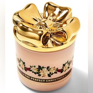 Gold and Cream Candle with Floral Design